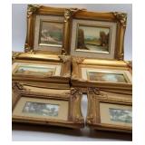 6pc Vintage Framed Prints ie Watermill, Haywain,++