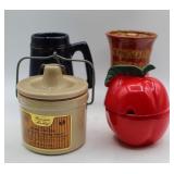 Vintage Cheese Jar, Apple Ceramic Sugar Bowl+++