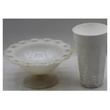Vintage Anchor Hocking Milk Glass Compote with++++