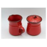 Vintage Metlox Red Medallion Sugar & Creamer Set
