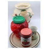 Vintage Strawberry Lot ie Ceramic Canister, +++