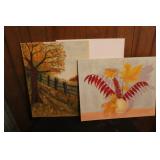 4 Hand Painted Canvases & 1 Blank Canvas