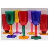 5 Acryllic Multi Colored Wine Glasses && Pedestal