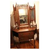 Antique Cabinet/Vanity w/Mirrors