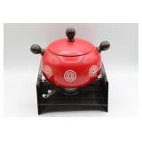 Vintage Red Enamel Fondue Pot