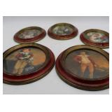 Vintage Italian Oval Framed Print of boy holdiing+