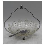 Vintage 3 pc Sheffield Jelly Jam Candy Glass Dish+