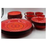 19 pc Vintage Metlox Poppy Trail Medallion Red+++