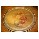 Vintage Oval Signed Framed Textured Print