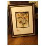Vintage Signed Framed Print of Grapes +++
