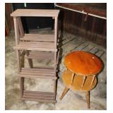 Vintage Ladder Plant Stand & 2 Tier Vintage Wooden