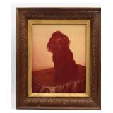 Vintage Framed Photograph of Dark Colored Dog