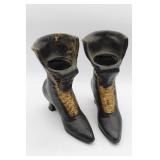 Vintage Heavy Ceramic Victorian -Style Boot Vases