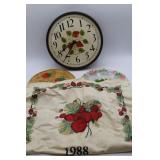 Vintage 1988 Cloth Calendar, Wall Clock, Hot Plate