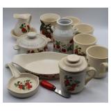 15 pc Vintage Strawberry Mugs, Casserole Dish, +++