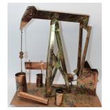Vintage Tin/Copper 1970s Oil Derrick