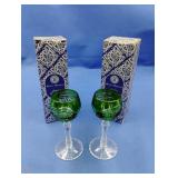 2 Crystal Wine Glasses Signed Sean Tierney