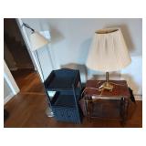 2 Lamps, Magazine Stand, Wicker Storage