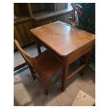 Vintage Wooden School Desk & Chair