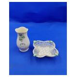 Belleek Ceramic Basket & Mini Vase