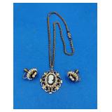Cameo Pendant & Earrings