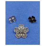 Beau Sterling Flower Pendant & Earrings