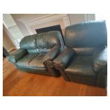 Faux Leather Green Recliner & Loveseat- Read Detai