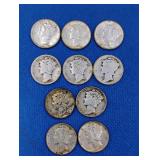 10 Silver Mercury Dimes