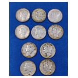 10 Silver Mercury Dimes