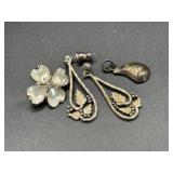 Sterling Earrings, Broach & Charm - 7.83g Sterling Earrings, Broach & Charm - 7.83g