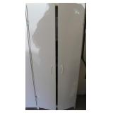 White Pressboard Storage Shelf w/ Contents White Pressboard Storage Shelf w/ Contents