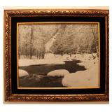 Black & White Snow Scene Print Framed Black & White Snow Scene Print Framed