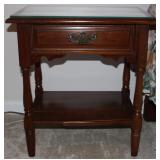 Vintage Wooden 1 Drawer End Table w/ Glass Top Vintage Wooden 1 Drawer End Table w/ Glass Top