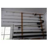 Collection of Fishing Poles & Storage Carriers