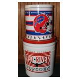 Vtg Large Buffalo Bill & Red River Popcorn Tins
