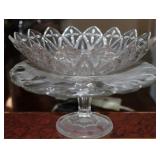 Vtg Glass Flower Petal Bowl & Tear Drop Cake Stand