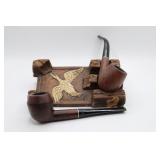 Pair of Vintage Pipes & Pipe Rest