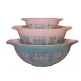 Pyrex Blue Butterprint Cinderella Bowls (3)