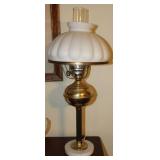 Marble Base Vintage Milk Glass/ Brass Table Lamp