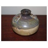 Narrow Neck Oil Lamp Pottery Vase Signed