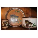 Signed Vintage Hand Painted Mary Vance Owl Decor