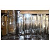 Tabasco Glass Pitcher & 4 Glasses