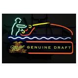 Vtg Miller Genuine Draft Fly Fishing Neon Sign