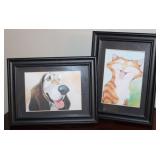 Dog & Cat Cartoon Prints Framed