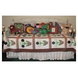 Vintage Cast Metal Day Bed w/ Pillows & Quilt