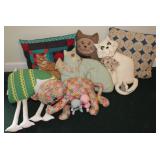 Hand Made Vintage Cat Plushes w/ Pillows