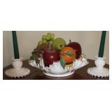 Fenton Style Silvercrest Bowl & Candle Holders