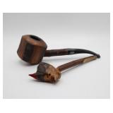 Pair of Unique Hand Carved Tobacco Pipes