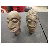 2 African Carved 4" Busts