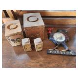 Partial Canister Set, Clock, and Shakers